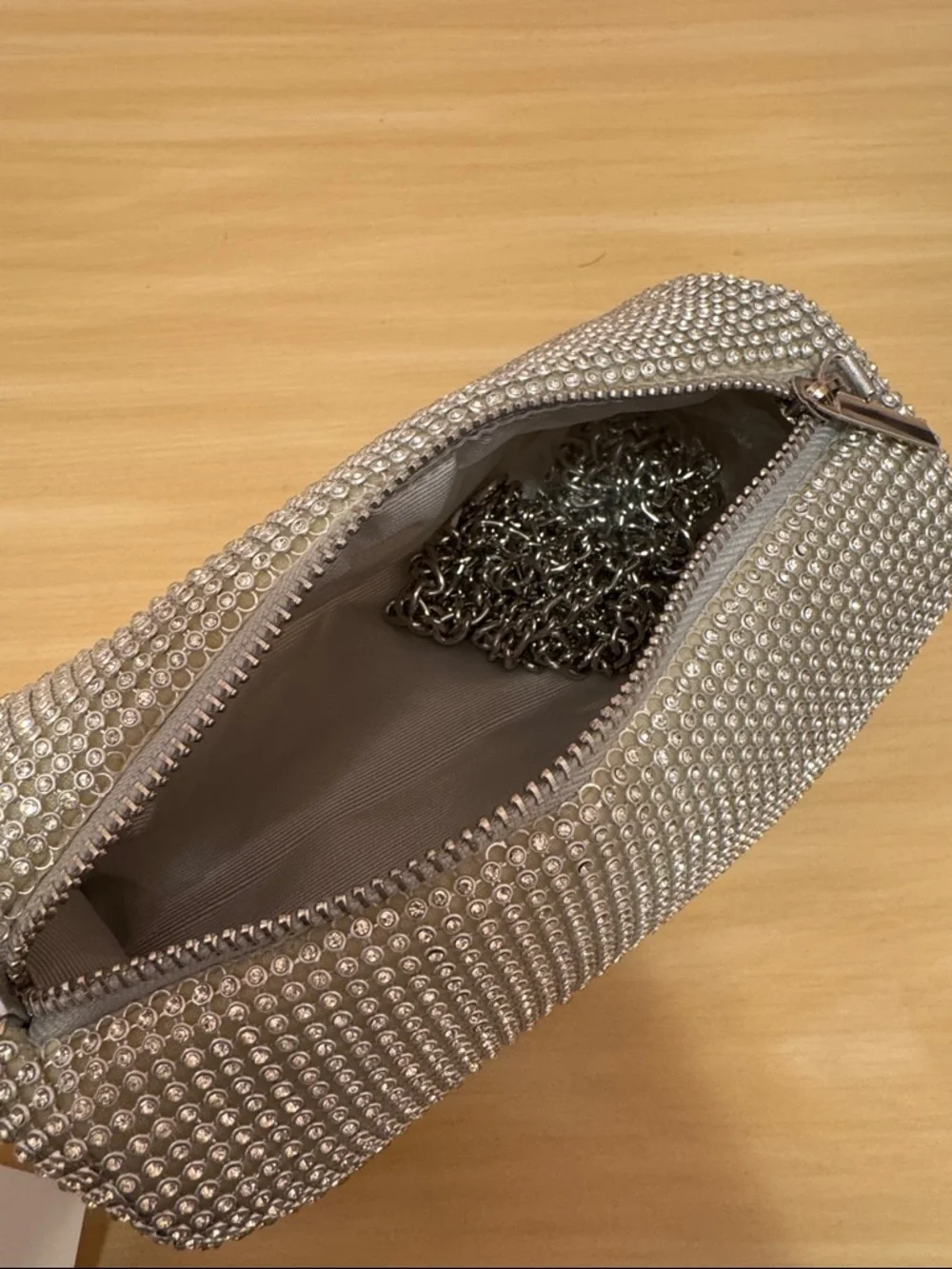 Silver Rhinestone Zip Pouch - Picture 2 of 2